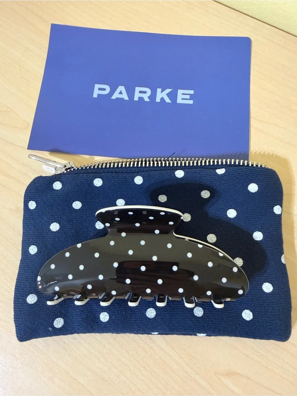 PARKE Black White Polka Dot Claw Clip - Brand New